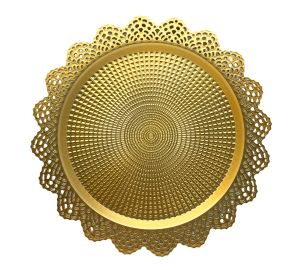 MENNUR ZYT-0236 ( KÜÇÜK YUVARLAK ) ( GOLD DANTELLİ ) SUNUM TEPSİ PLASTİK*60