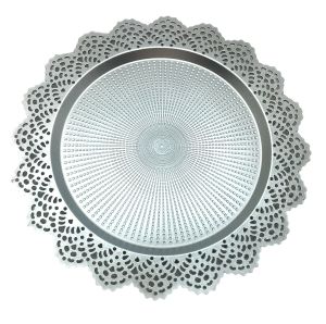 MENNUR MNR-105-G ( BÜYÜK YUVARLAK ) ( GÜMÜŞ DANTELLİ ) SUNUM TEPSİ PLASTİK*30