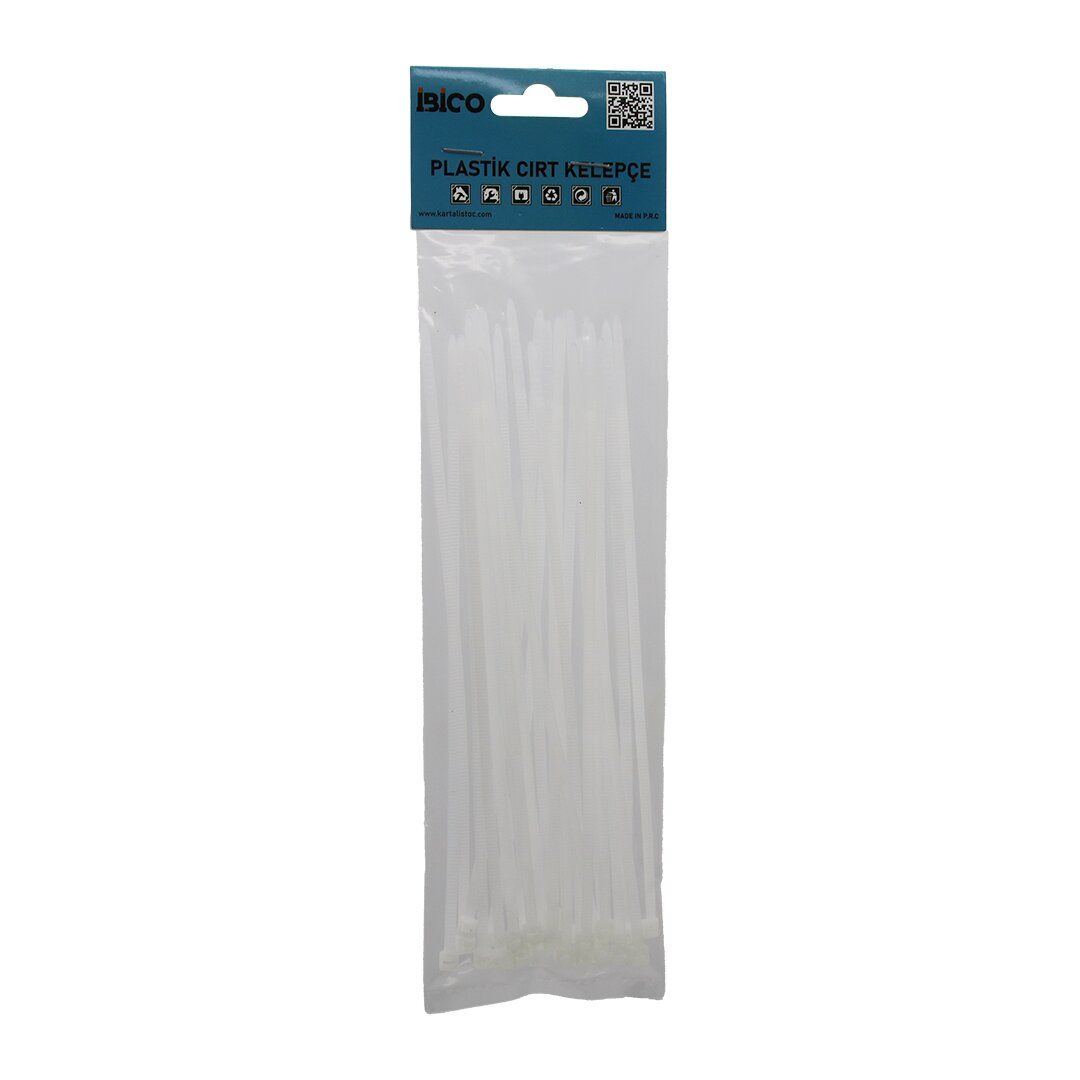 İBİCO İ13-024 ( 25PCS ) ( BEYAZ ) ( 3.6X200MM ) PLASTİK CIRT KELEPÇE*480