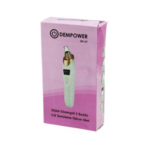 DEMPOWER DP-47 CİLT BAKIM ALETİ (VAKUM) (AKNE& GÖZENEK& SİYAH NOKTA TEMİZLEME) (USB ŞARJ & 5BAŞLIK) (DİJİTAL G.& 3KADEME HIZ)*100