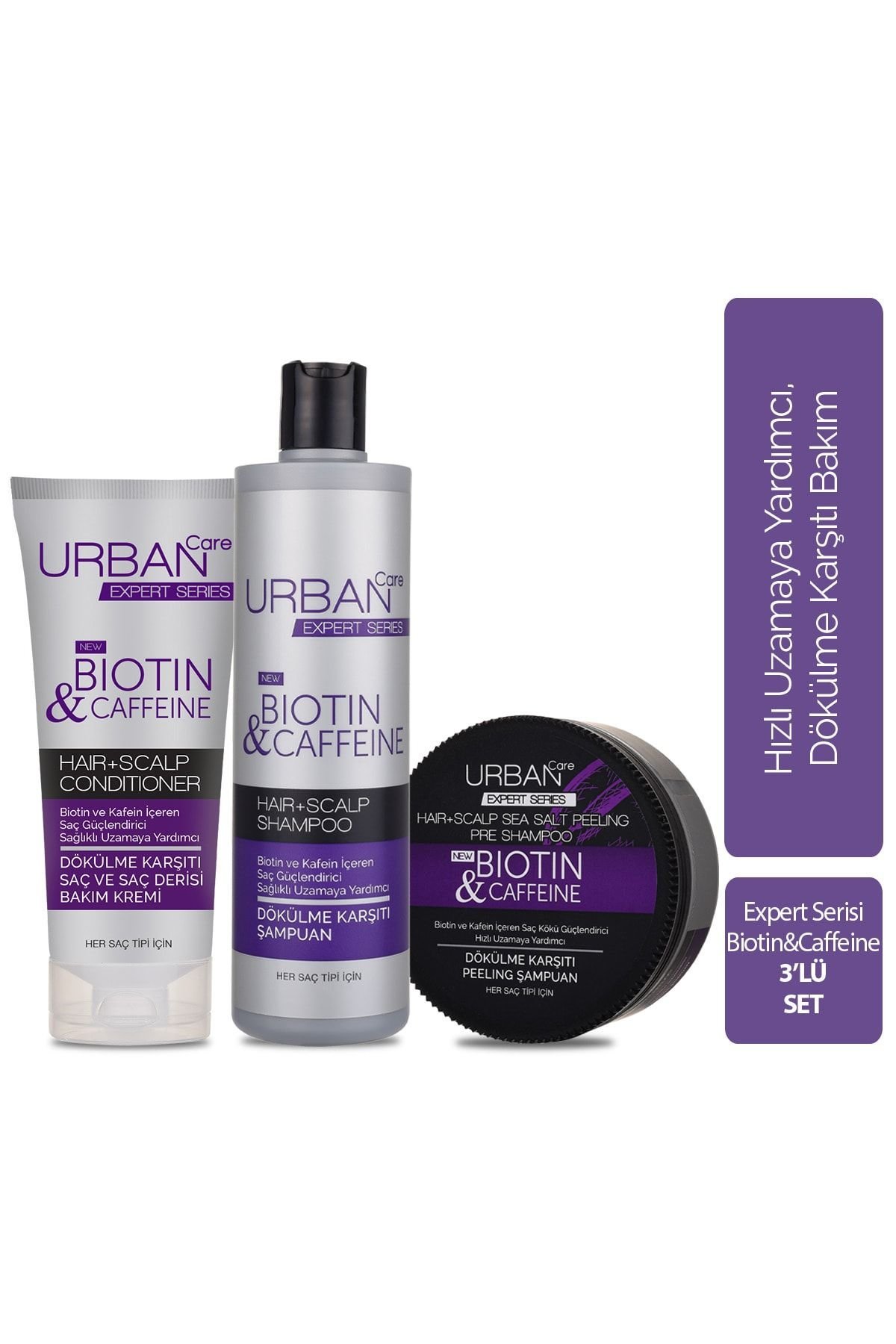 Expert Biotin & Caffeine Şampuan & Peeling Şampuan & Krem  3'lü Avantajlı Set