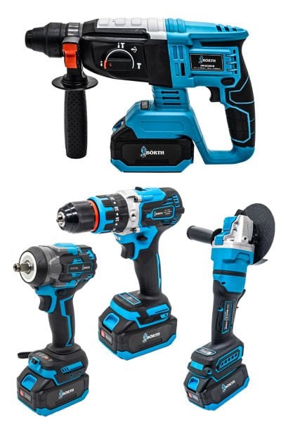 BÖRTH AKÜLÜ 4-LÜ SET HİLTİ+TAŞLAMA+SOMUN SIKMA+MATKAP