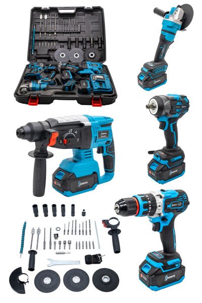 BÖRTH AKÜLÜ 4-LÜ SET HİLTİ+TAŞLAMA+SOMUN SIKMA+MATKAP