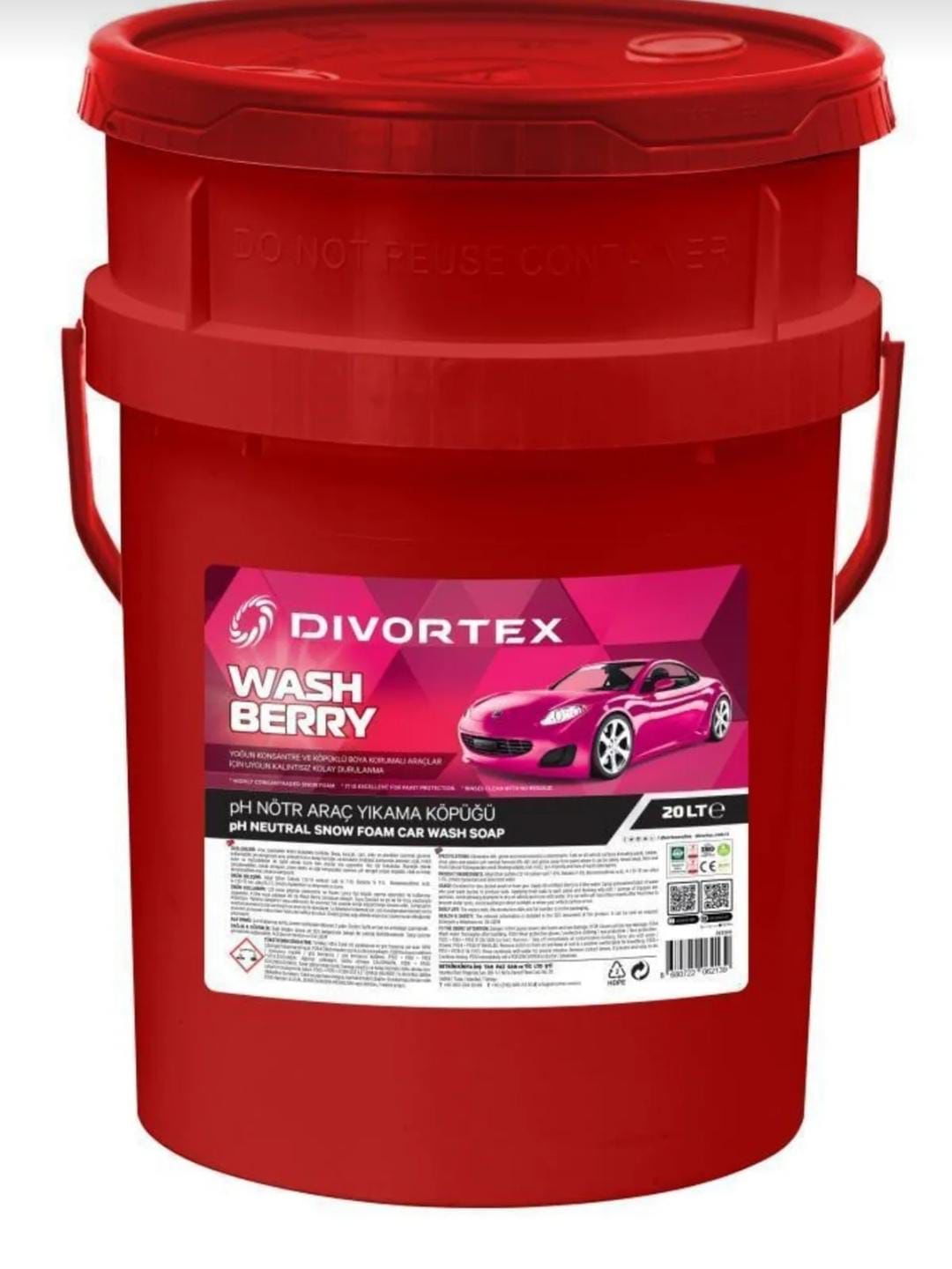 DİVORTEX WASH BERRY PH NÖTR OTO ŞAMPUANI 20 LT
