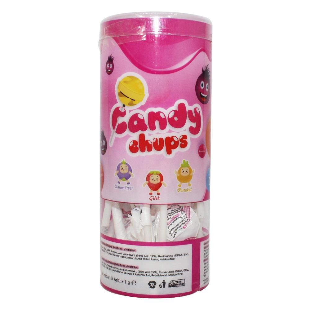 Candy Chups Çilek ve Portakal Aromalı Lolipop 15 Adet|