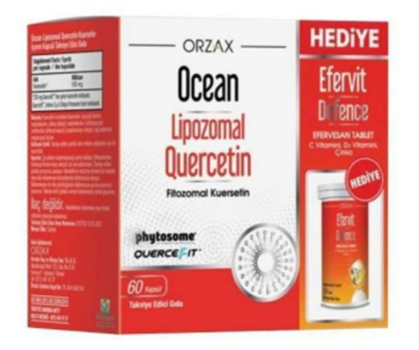 Orzax Ocean Lipozomal Quercetin 60 Kapsül ve Efervit Defence Hediye