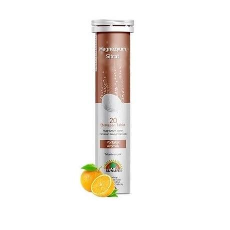 Sunlife Magnezyum Sitrat 20 Efervesan Tablet | Portakal Aromalı