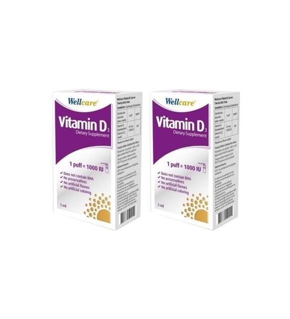 Wellcare Vitamin D3 1000IU Sprey 5ml | 2 Adet