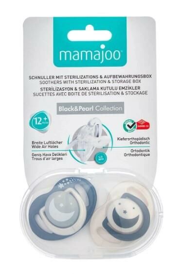Mamajoo Yalancı Emzik 12 Ay+ Black&Pearl | Gece - Gündüz