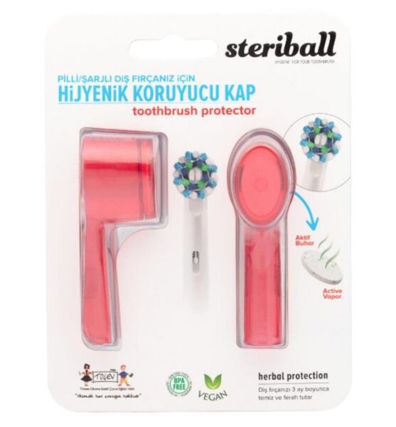 Steriball Şarjlı Diş Fırçası Koruma Kabı 2 Adet | Kırmızı