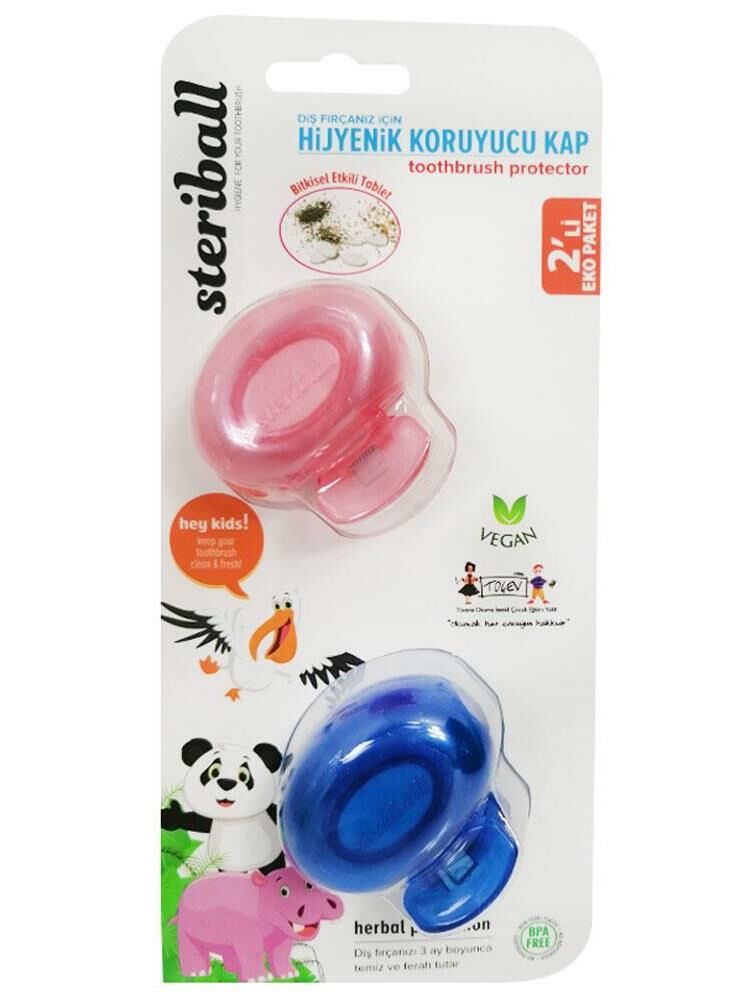 Steriball Diş Fırçası Koruma Kabı - Toothbrush Protector 2 Adet | Pembe - Mavi