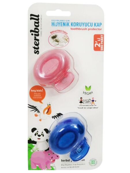 Steriball Diş Fırçası Koruma Kabı - Toothbrush Protector 2 Adet | Pembe - Mavi