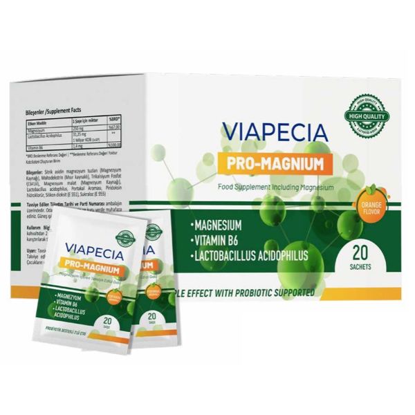 Viapecia Pro-Magnium Magnezyum 20 Saşe | Portakal Aromalı