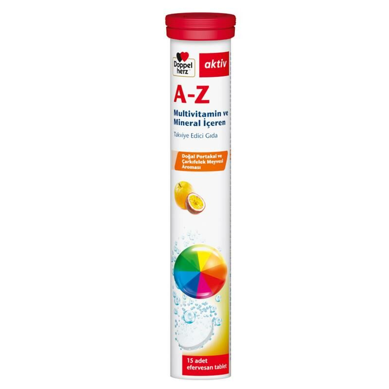 Doppelherz A-Z Multivitamin ve Mineral 15 Efervesan | Potakal ve Çarkıfelek Aromalı