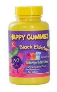 Happy Gummies Black Elderbery Çiğnenebilir Form 60 Adet