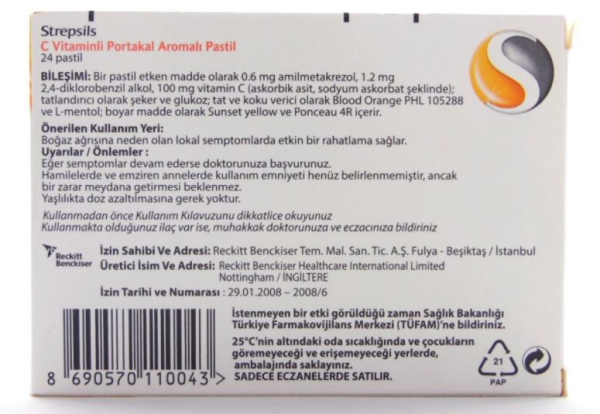 Strepsils Vitamin C Orange 24 Pastil | Portakal Aromalı