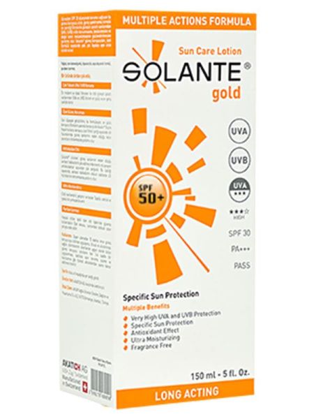 Solante Gold SPF50+ Güneş Koruyucu Krem 150ml | Yağsız, Suya Dayanıklı
