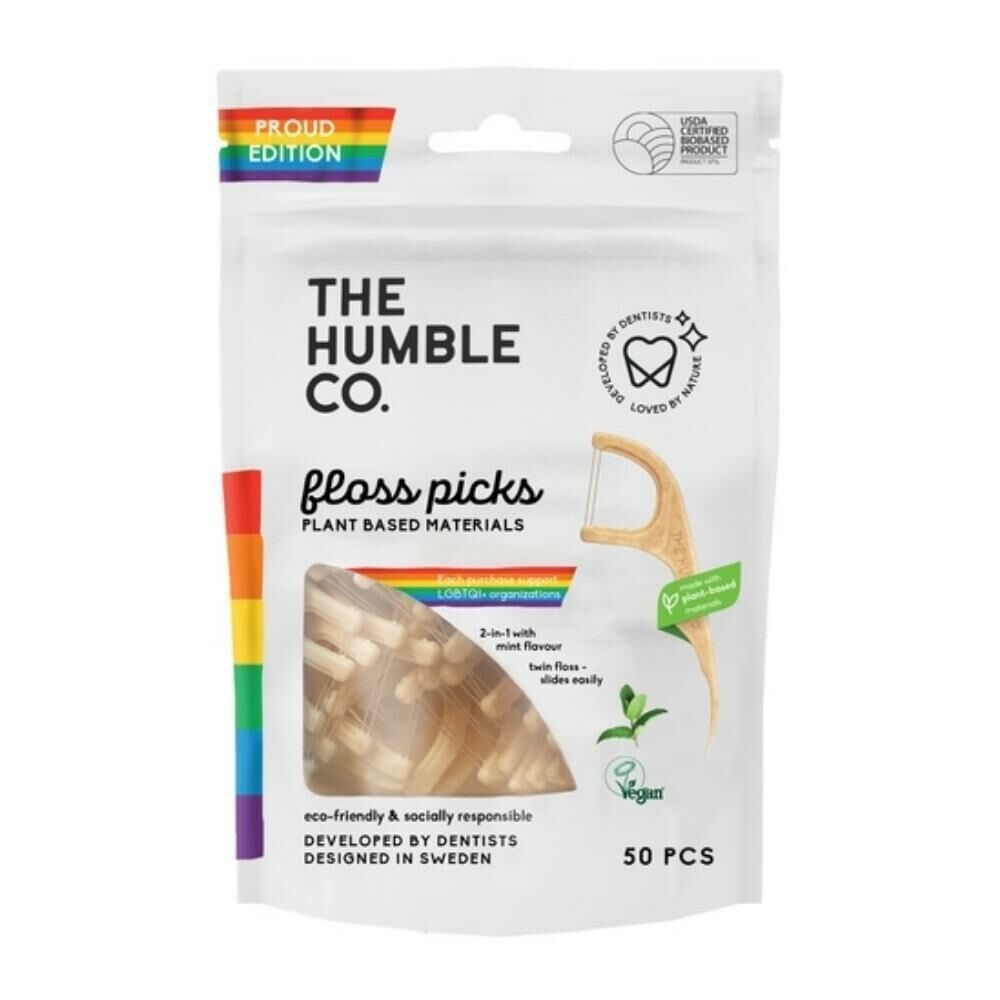 Humble Brush Floss Picks Proud Edition Mint 50 Adet | Kürdanlı Diş İpi Nane Tadında