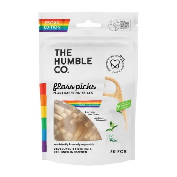 Humble Brush Floss Picks Proud Edition Mint 50 Adet | Kürdanlı Diş İpi Nane Tadında