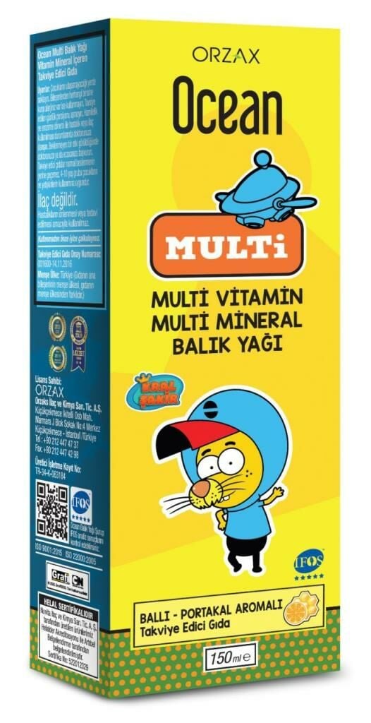 Orzax Ocean MULTİ Multi-Vitamin & Balık Yağı Şurup150ml | Kral Şakir