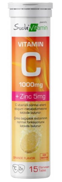 Suda Vitamin C Orange 1000mg 15 Effervesan | Portakal Aromalı