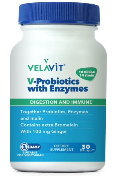Velavit V-Probiotics with Enzymes 30 Kapsül