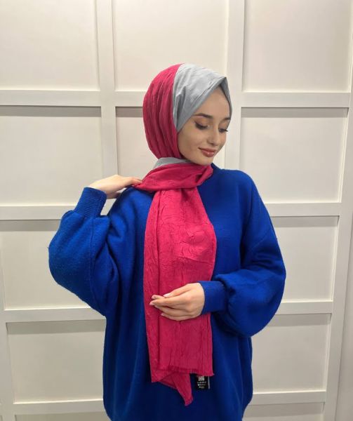 Loryan Scarf Double Color Bamboo Scarf Shawl 00693 FUCHIA MARBLE