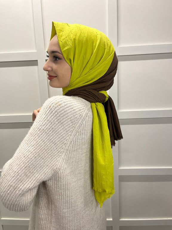 Loryan Scarf Çift Renk Bambu Kraş Şal 00693 ACI KAHVE LİMON KÜFÜ