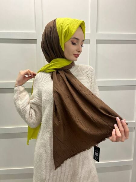 Loryan Scarf Double Color Bamboo Scarf Shawl 00693 BITTER BROWN LEMON MOLD