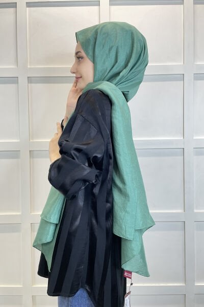 Kroren by Armanda Voile Shawl - Silky Shiny Shawl KR7557 CAĞLA GREEN