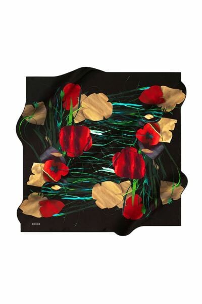 Aker Silk Cotton (Cotton) Summer Coolness Patterned Scarf 7127221 BLACK