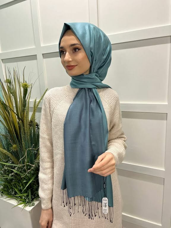 Qoza By İpekevi Double Sided Modal-Silk Single Color Solid Shawl 6848 MENTOL