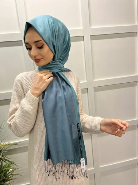 Qoza By İpekevi Double Sided Modal-Silk Single Color Solid Shawl 6848 MENTOL