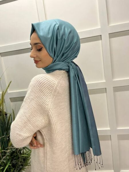Qoza By İpekevi Double Sided Modal-Silk Single Color Solid Shawl 6848 MENTOL