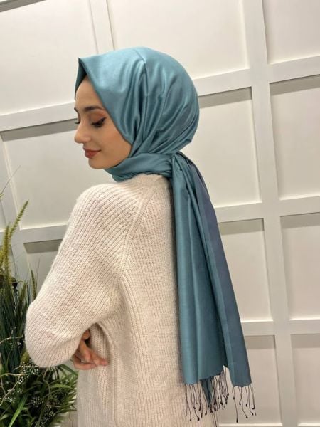 Qoza By İpekevi Çift Taraflı Şal - Solid Tek Renk Modal İpek Şal 6848 MENTOL