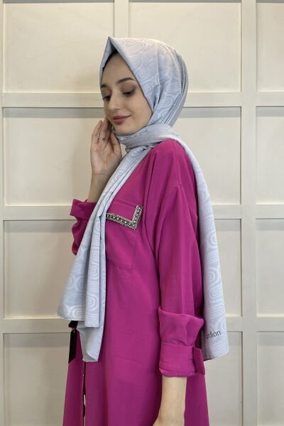 Cardion Capri Jakar Şal - Capri Kumaş Jakarlı Desenli Şal 01119 AÇIK GRİ