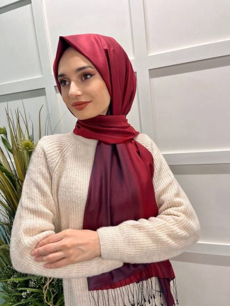 Qoza By İpekevi Double Sided Modal-Silk Single Color Solid Shawl 6848 RED