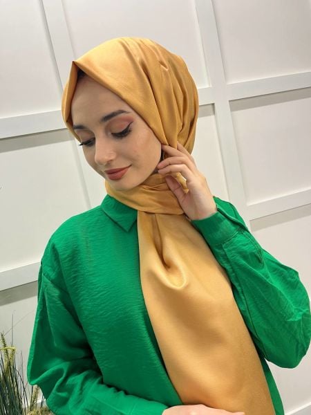 Qoza By İpekevi Double Sided Modal-Silk Single Color Solid Shawl 6848 GOLD