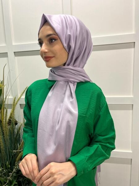 Qoza By İpekevi Double Sided Modal-Silk Single Color Solid Shawl 6848 LILAX