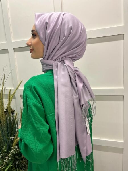 Qoza By İpekevi Double Sided Modal-Silk Single Color Solid Shawl 6848 LILAX