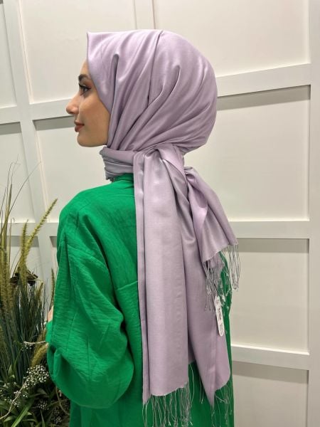 Qoza By İpekevi Çift Taraflı Şal - Solid Tek Renk Modal İpek Şal 6848 LEYLAK