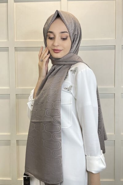 Cardion Capri Jacquard Shawl - Capri Fabric Jacquard Patterned Shawl 01119 DARK MINK