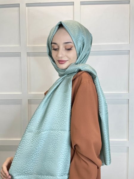 Siyane Scarf Jakarlı Şal - Queen Tesettür Kadın Jakar Şal  01126 ÇAĞLA