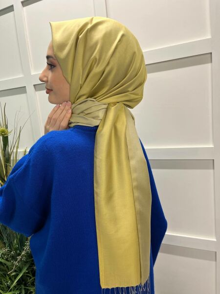 Qoza By İpekevi Double Sided Modal-Silk Single Color Solid Shawl 6848 HARVEST YELLOW