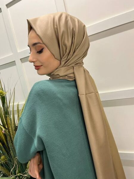 Qoza By İpekevi Double Sided Modal-Silk Single Color Solid Shawl 6848 MINK