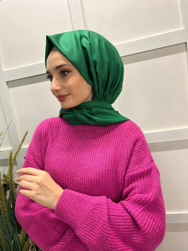 Qoza By İpekevi Çift Taraflı Şal - Solid Tek Renk Modal İpek Şal 6848 ZÜMRÜT