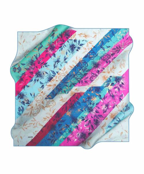 Aker Silk Cotton (Cotton) Summer Coolness Patterned Scarf 7801221 BLUE