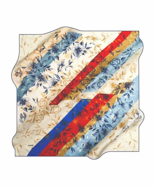 Aker Silk Cotton (Cotton) Summer Coolness Patterned Scarf 7801221 SAKS