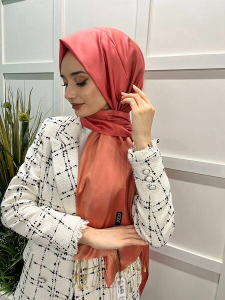 Qoza By İpekevi Double Sided Modal-Silk Single Color Solid Shawl 6848 MERCAN