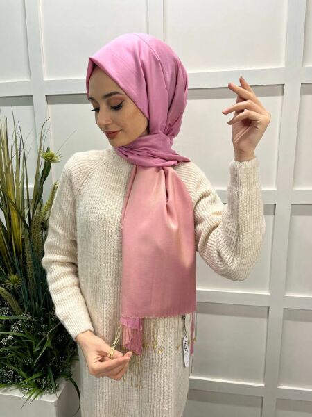 Qoza By İpekevi Double Sided Modal-Silk Single Color Solid Shawl 6848 CANDY PINK